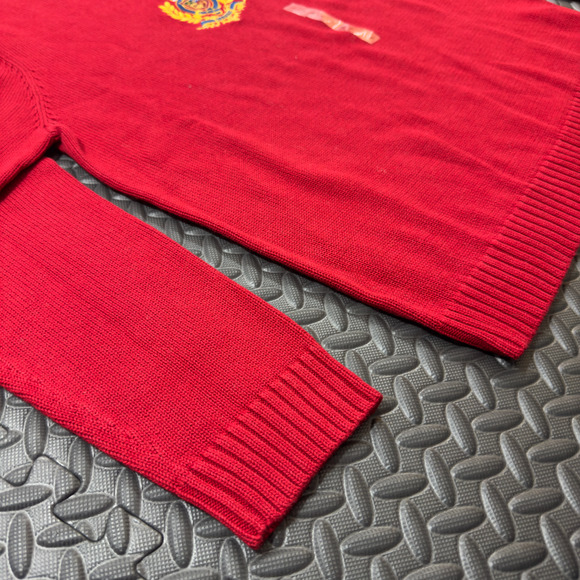 Lauren Ralph Lauren Sweater Women's L Red Knit Crewneck Full Sleeve 100% Cotton - Picture 3 of 8